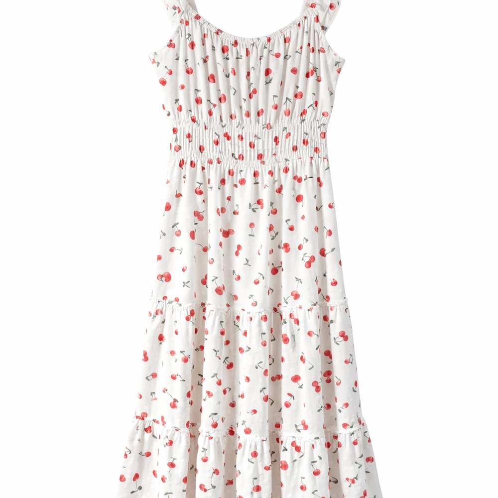 Flowy, Frilly, & Fun Maxi Dress with Cherry Pattern